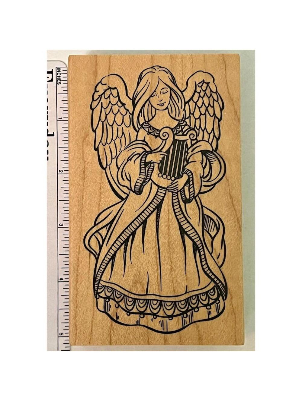 Recollections Angel with Harp Rubber Stamp Crafting Tool 5”x3”